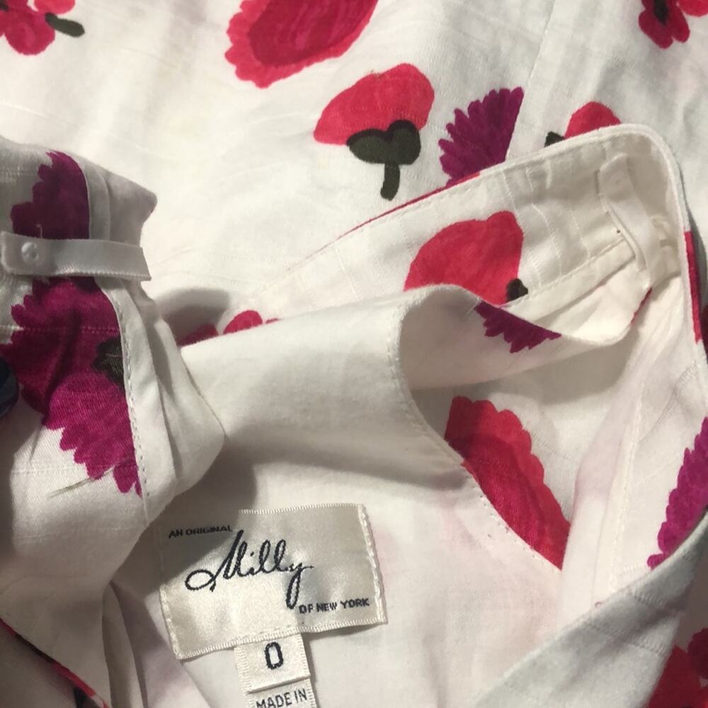Milly White Floral Print Dress Women’s Size 0 - Picture 4 of 7